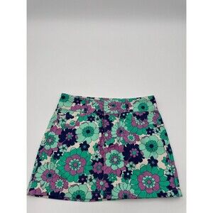Urban Outfitters Ragged Priest Retro Vibrant Mini Skirt Women's 28 Blue Floral
